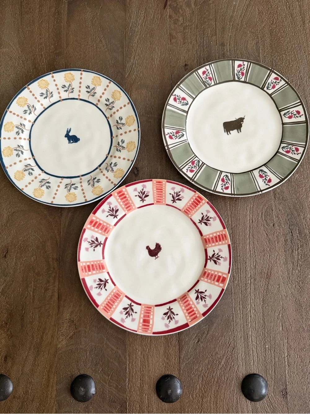 Anthropologie Millie Plate Set Salad Dessert Lunch Farm Bunny Cow Chicken